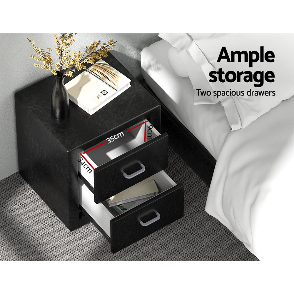 Artiss Moda PU Leather Bedside Table Black