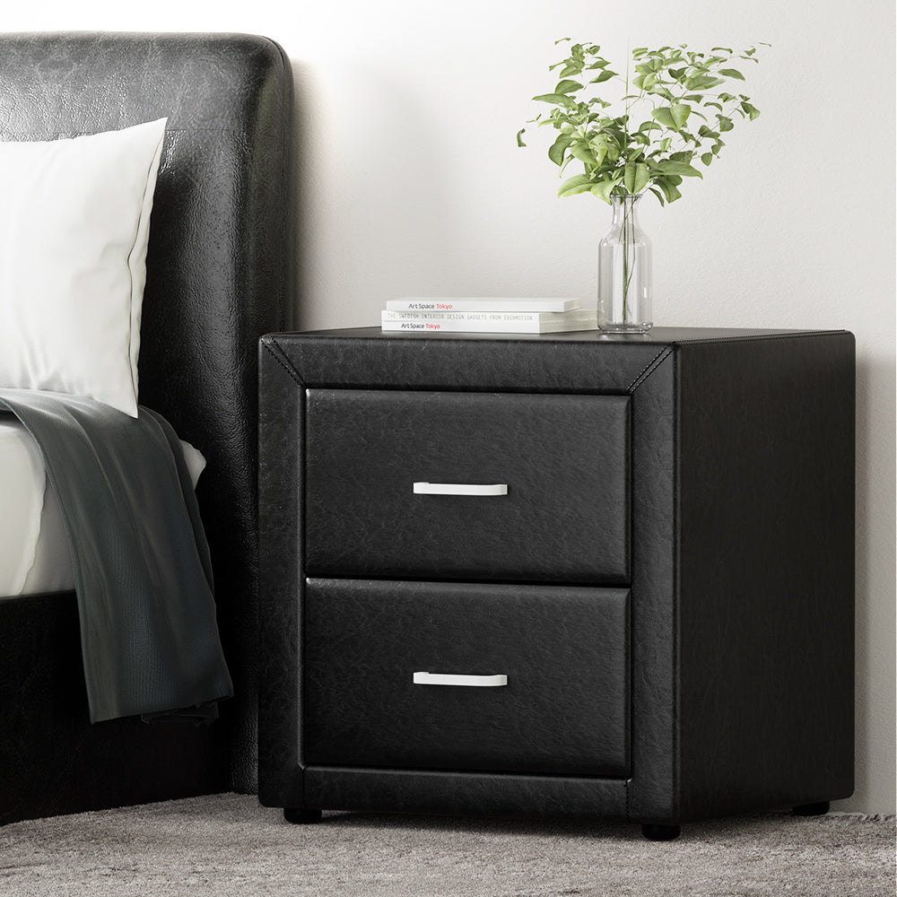 Artiss Moda PU Leather Bedside Table Black