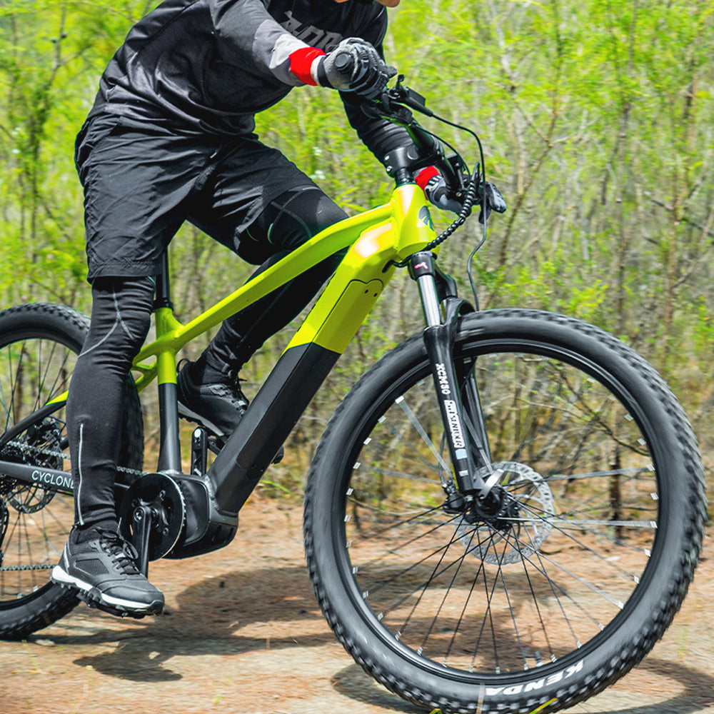 VALK Cyclone 7+ Electric Mountain Bike Mid-Drive Hardtail eMTB, Medium Frame Black/Lime