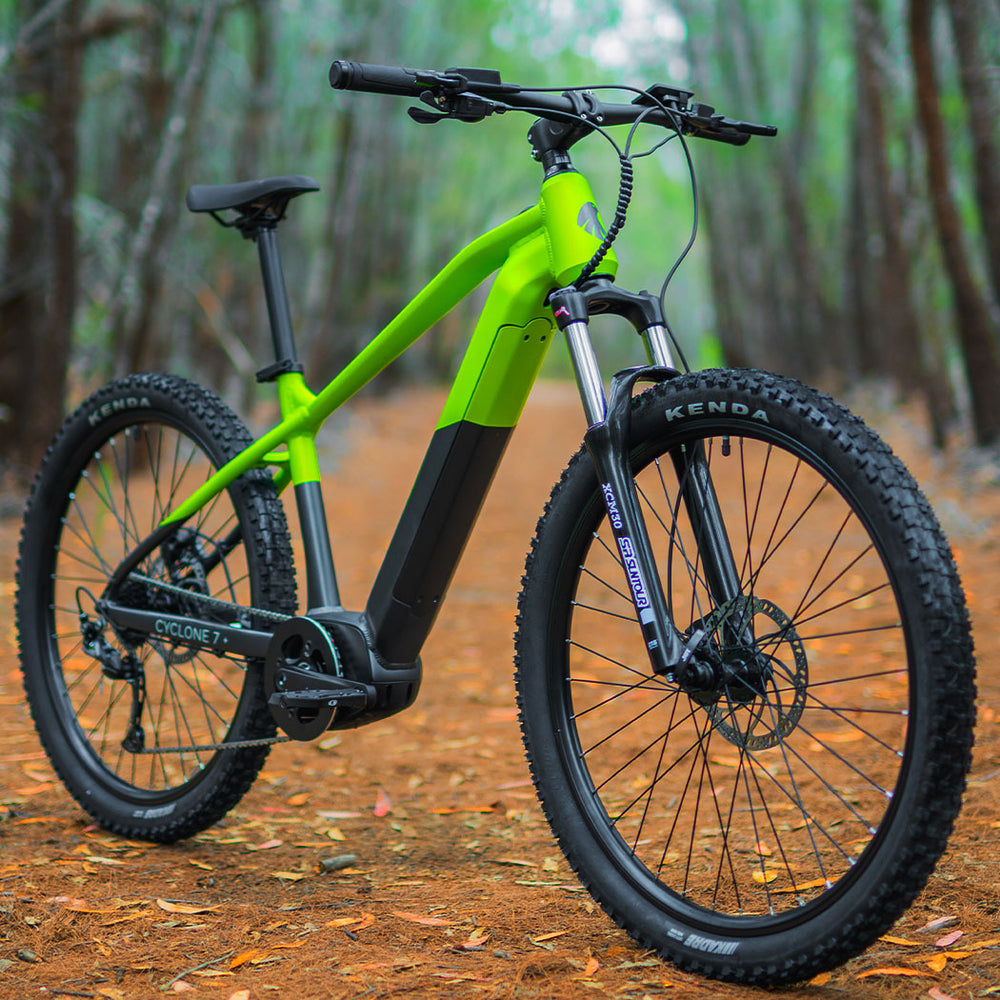 VALK Cyclone 7+ Electric Mountain Bike Hardtail Mid-Drive eMTB, Large Frame Black/Lime