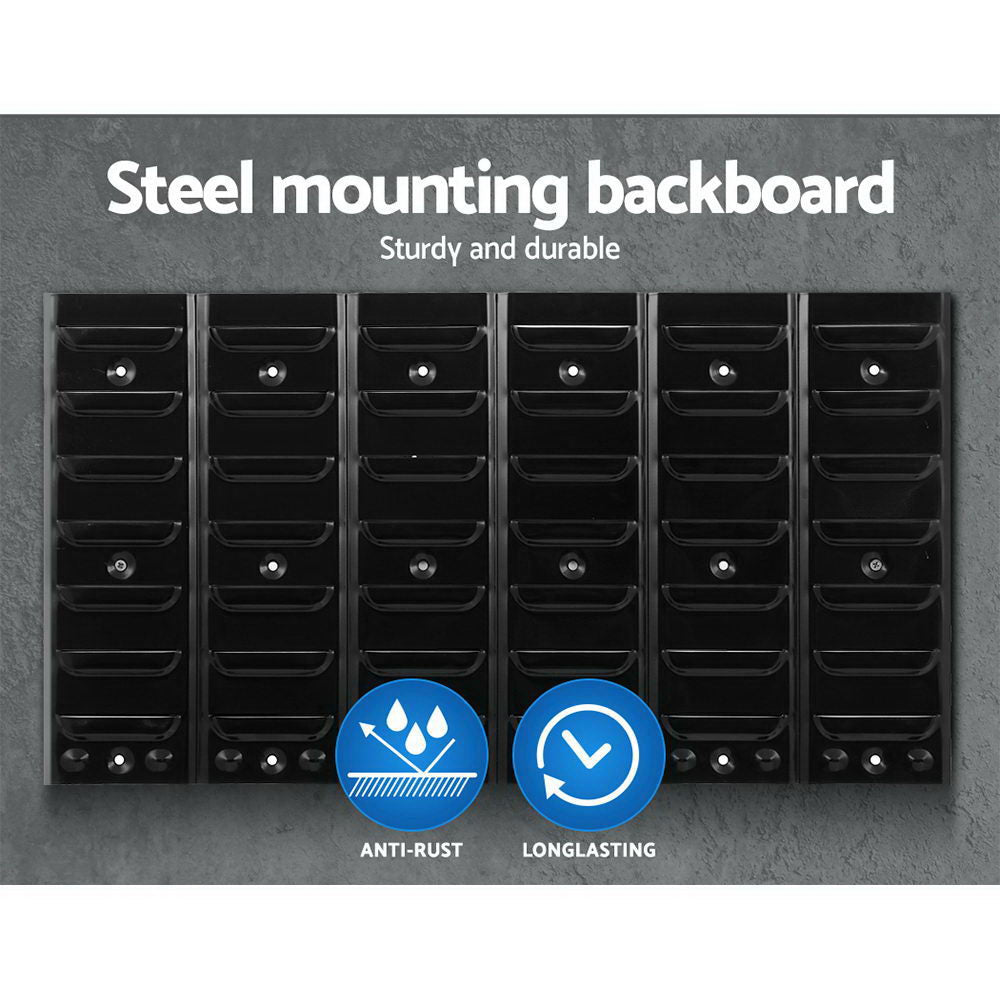 Giantz 24 Bin Rack Storage Bin Wall Mounted Tools Board