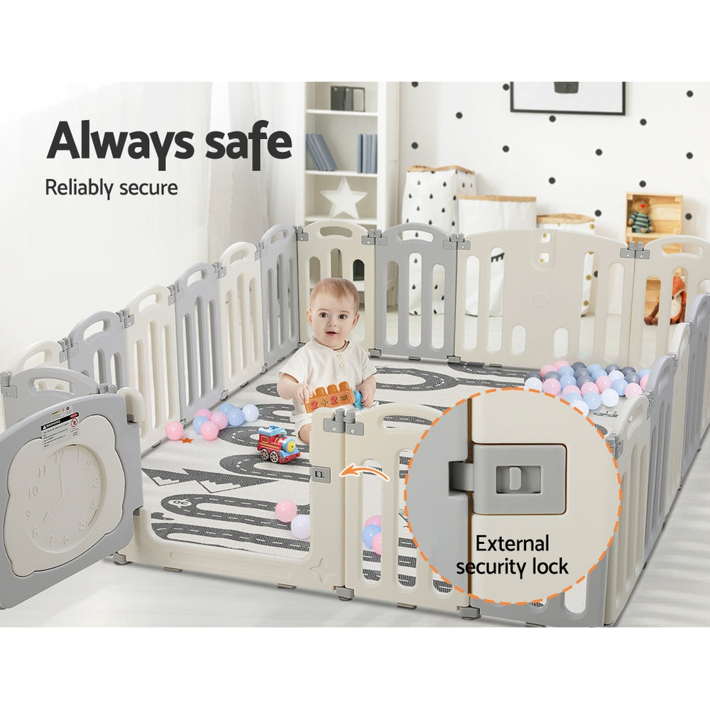 Keezi Baby FoldablePlaypen 20 Panels Grey