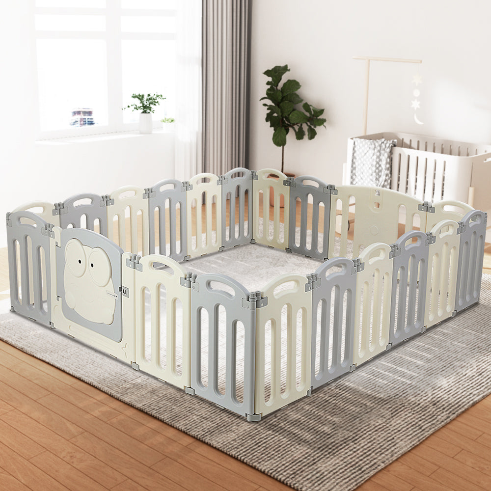 Keezi Baby FoldablePlaypen 20 Panels Grey