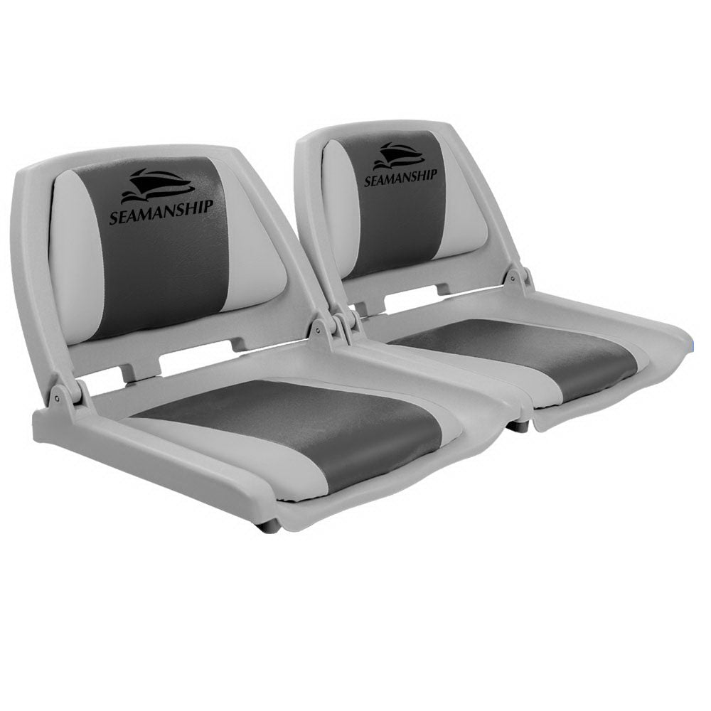 Seamanship 2X Folding Swivel Boat Seats - Grey and Charcoal