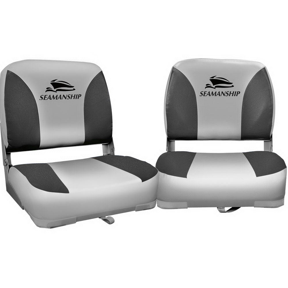 Seamanship 2X Folding Swivel Boat Seats - Grey