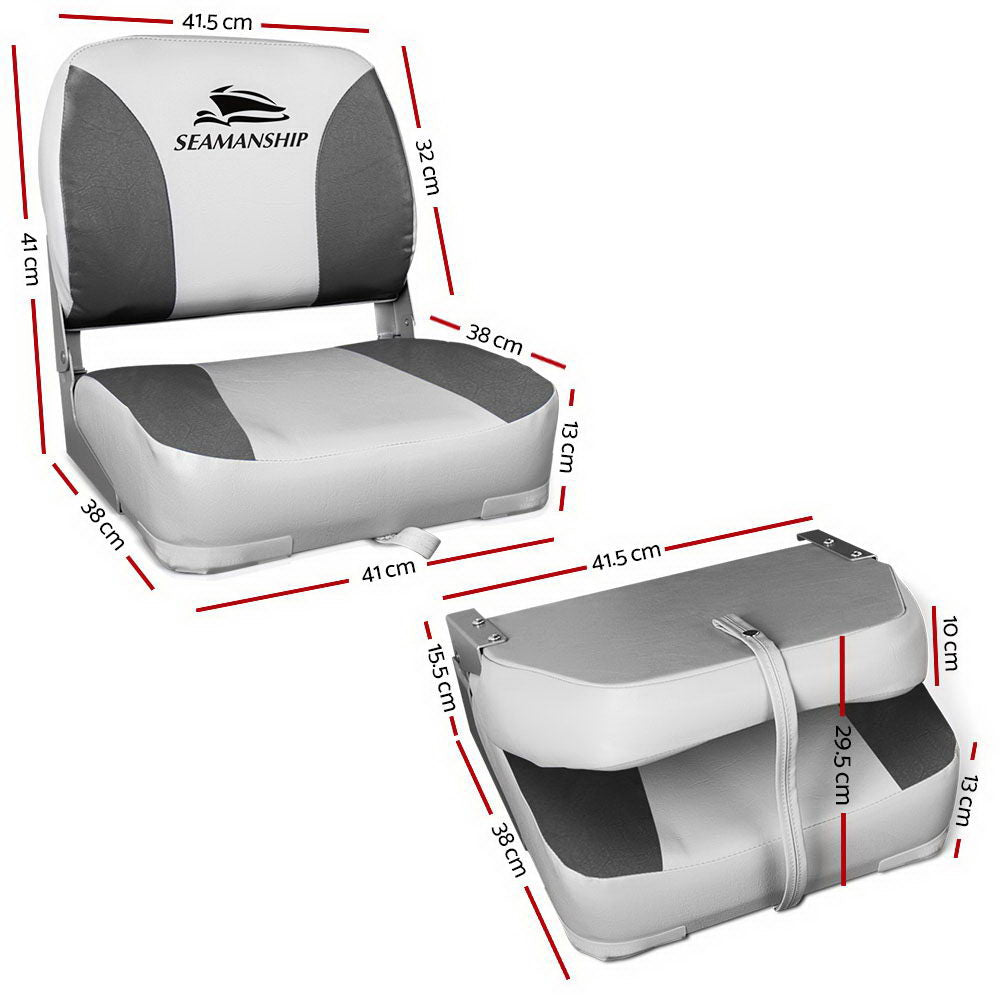 Seamanship 2X Folding Swivel Boat Seats - Grey