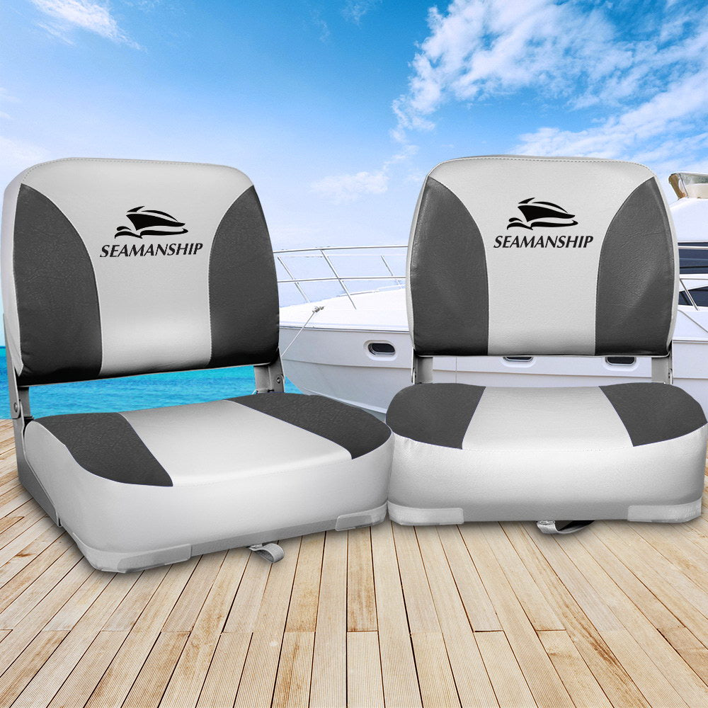 Seamanship 2X Folding Swivel Boat Seats - Grey