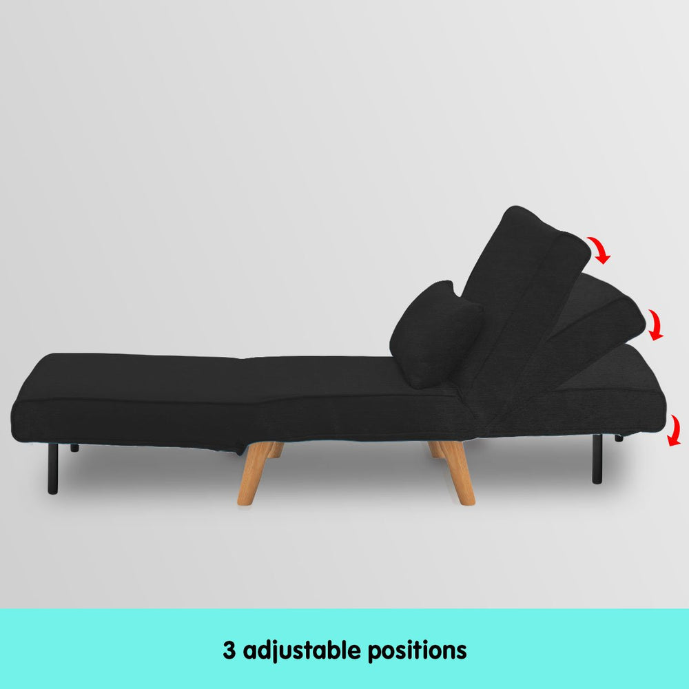 Sarantino Single seater Sofa Bed  in Suede Black
