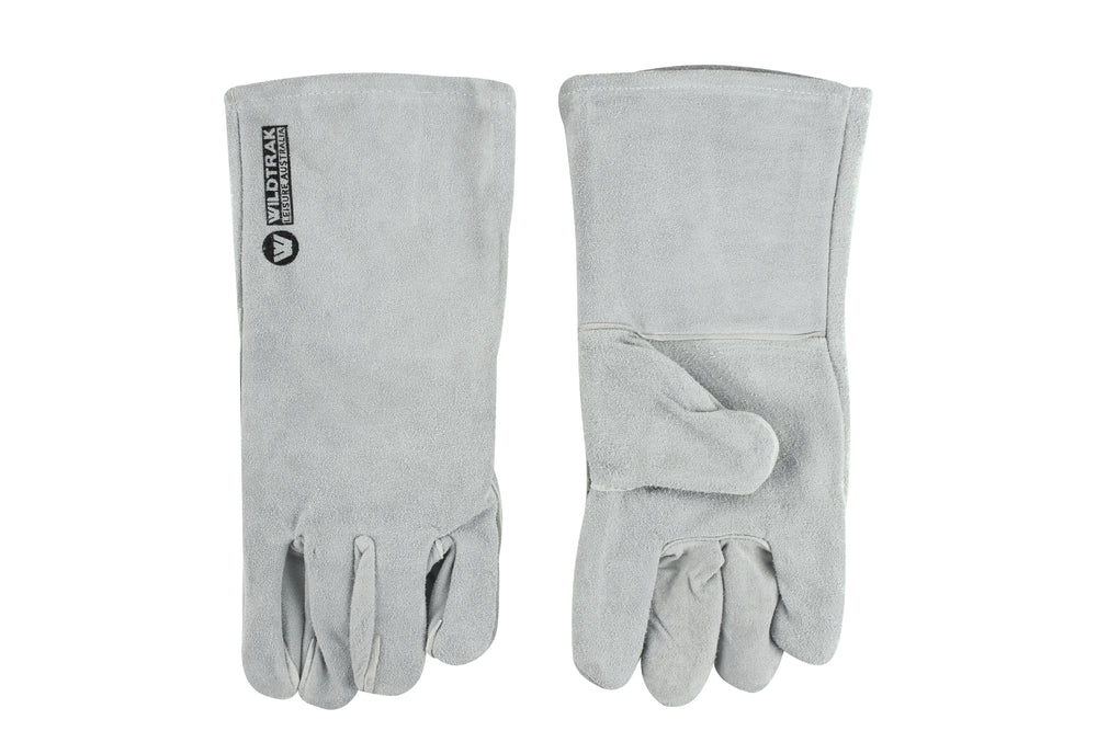 2pc Wildtrak One Size Cotton/Leather Glove Set - Grey