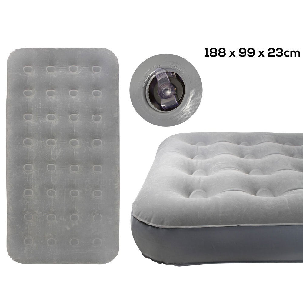Wildtrak Twin Air Bed Portable Inflatable Sleeping Mattress - Grey