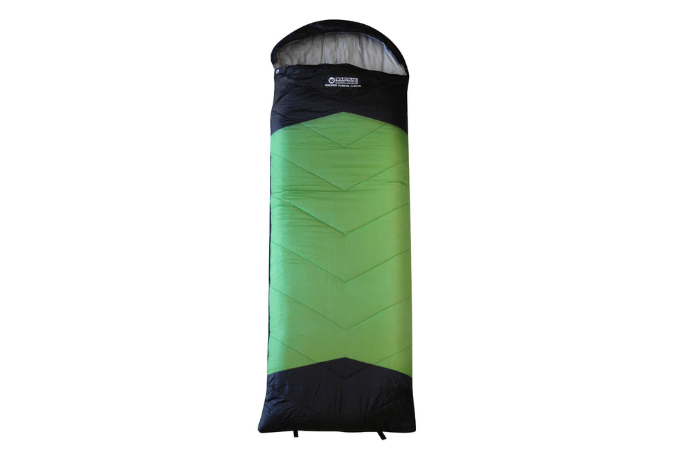 Wildtrak Bremer 170x65cm Junior Hooded Sleeping Bag - Green/Black