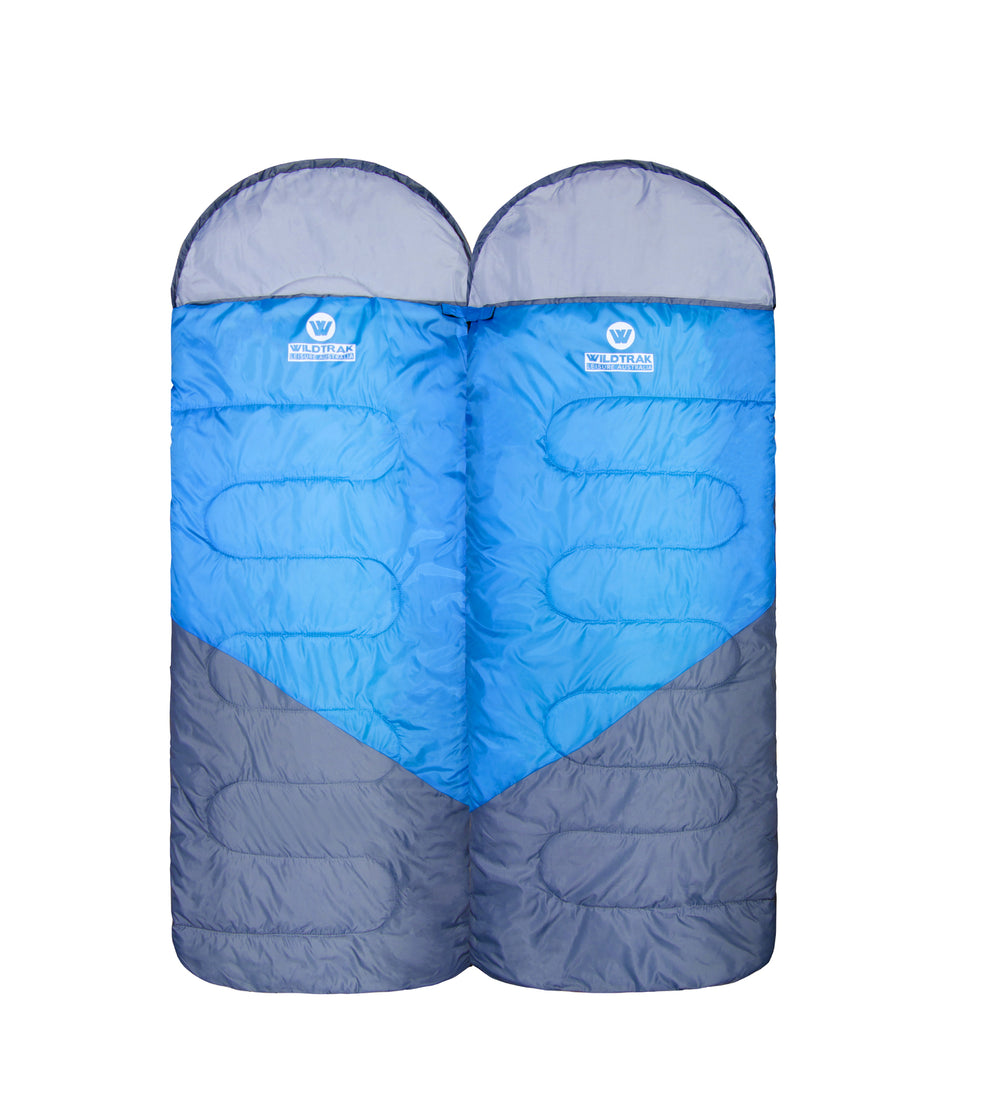 Wildtrak Gascoyne 230x70cm Hooded Twin Sleeping Bags - Blue/Grey