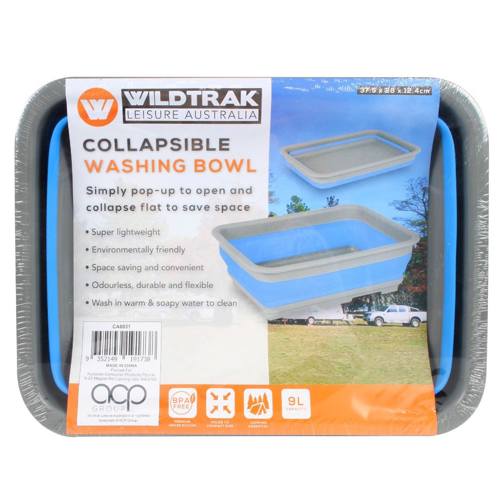 Wildtrak 9L Collapsible Washing Bowl 37.5 x 28 x 12.4cm