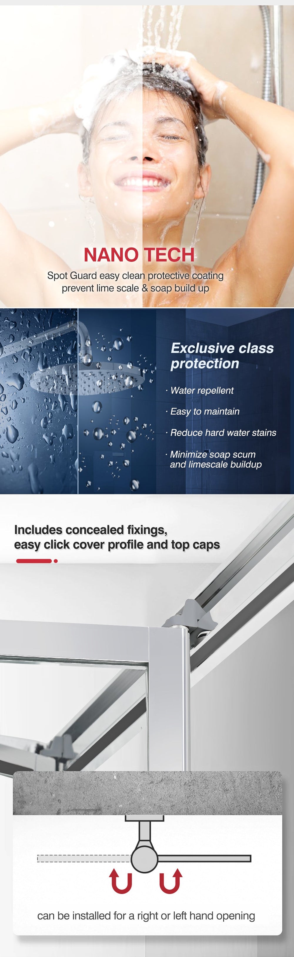 Levede Shower Screen Screens Door Seal Enclosure Glass Panel Foldable 900x1900mm