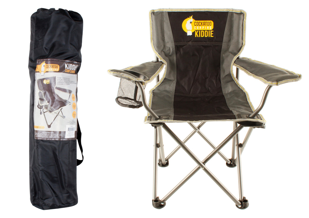 Wildtrak Kiddie 67x60cm Camp Chair w/ Cup Holder - Black/Grey