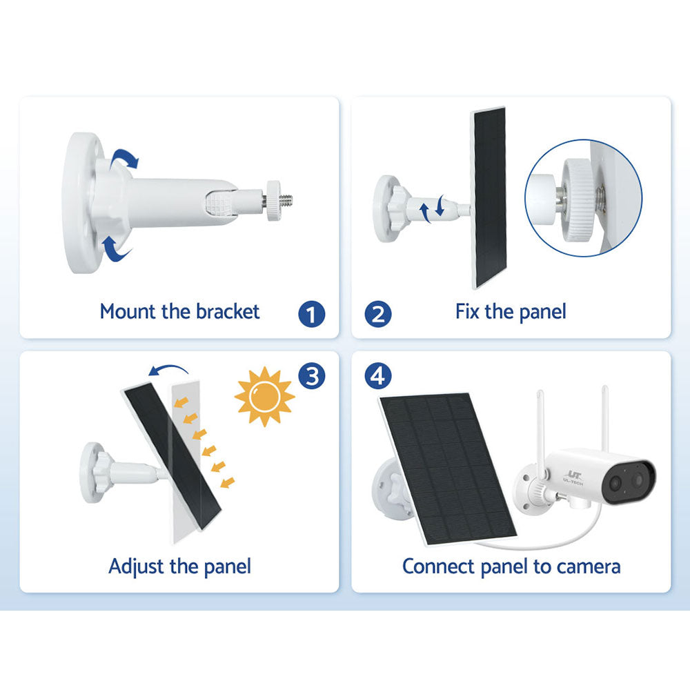 UL-tech Solar Panel Security Camera Wireless Rechargeable 3W