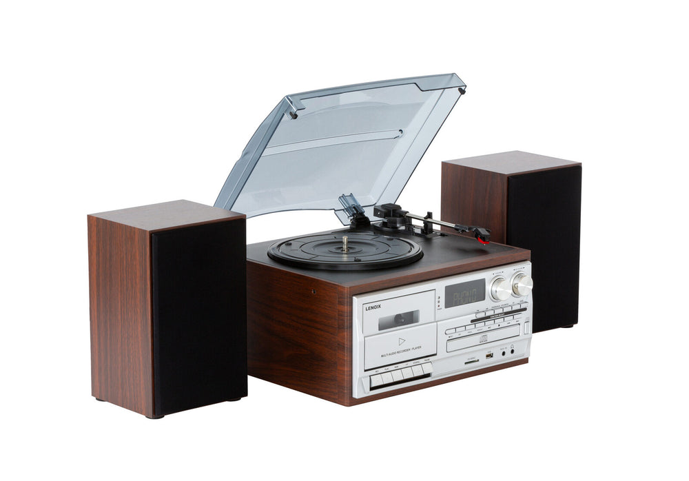 Lenoxx Audio Home Entertainment System (Brown) CDs, Vinyl, Bluetooth &amp; More