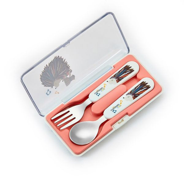 Cuitisan Infant Spoon &amp; Fork Set with Case Pink