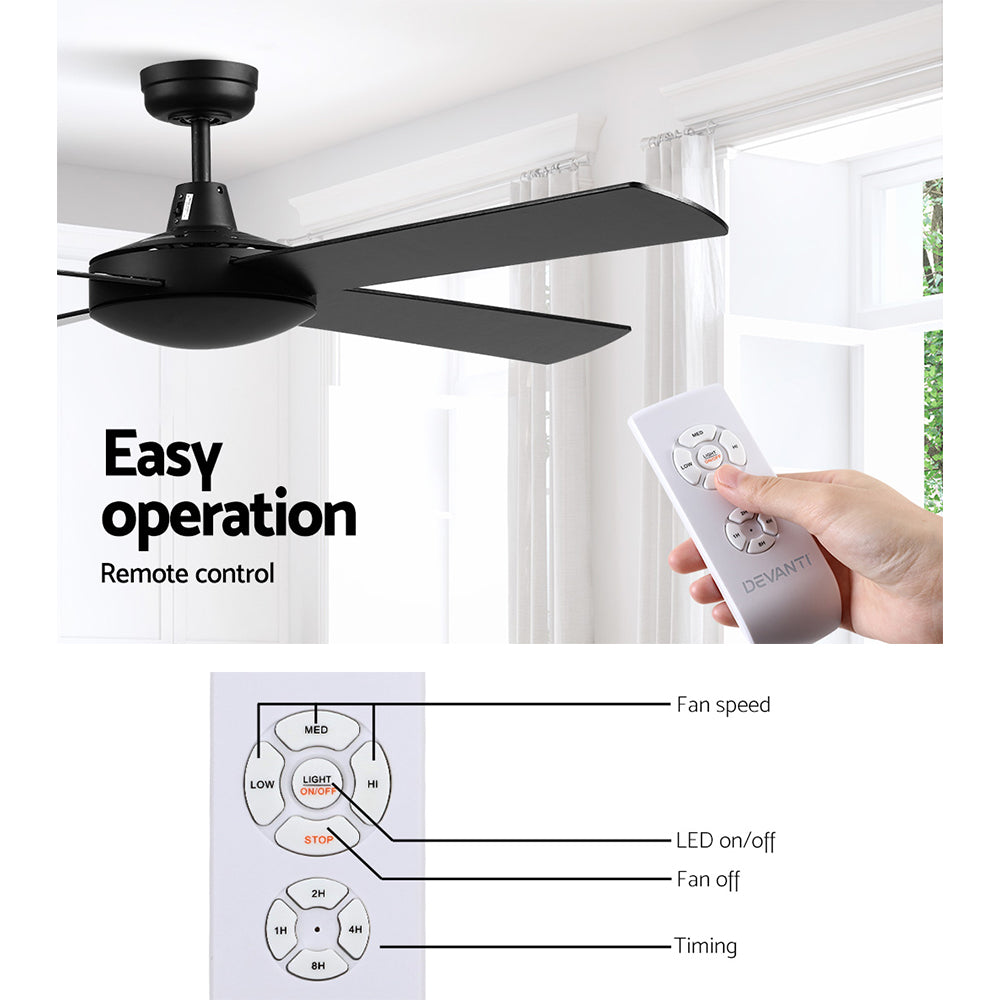 Devanti 52 Inch Ceiling Fan with Remote Black