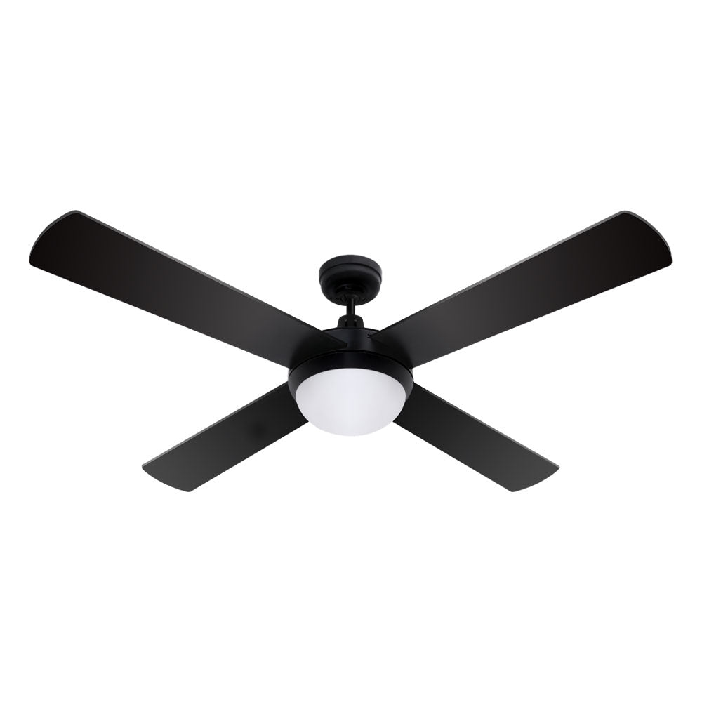 Devanti 4 Blade Ceiling Fan with LED 1300mm Black