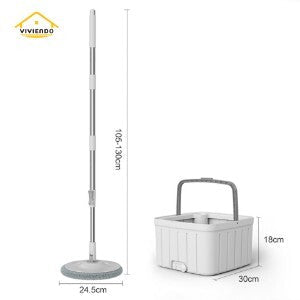 Clean Water Spin Mop and Bucket with 2x Microfibre 360 Degree Swivel Mop Heads - 2022