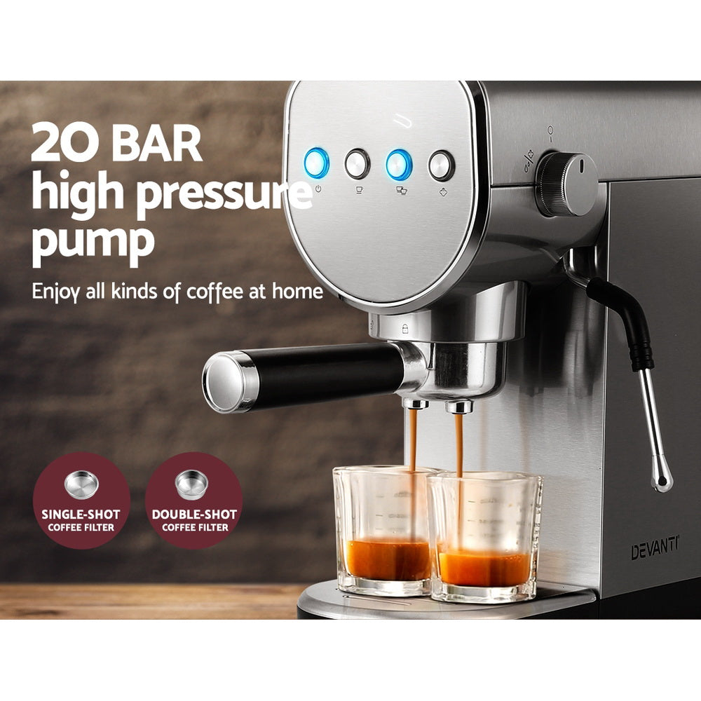 Devanti Coffee Machine Espresso Maker 20 Bar