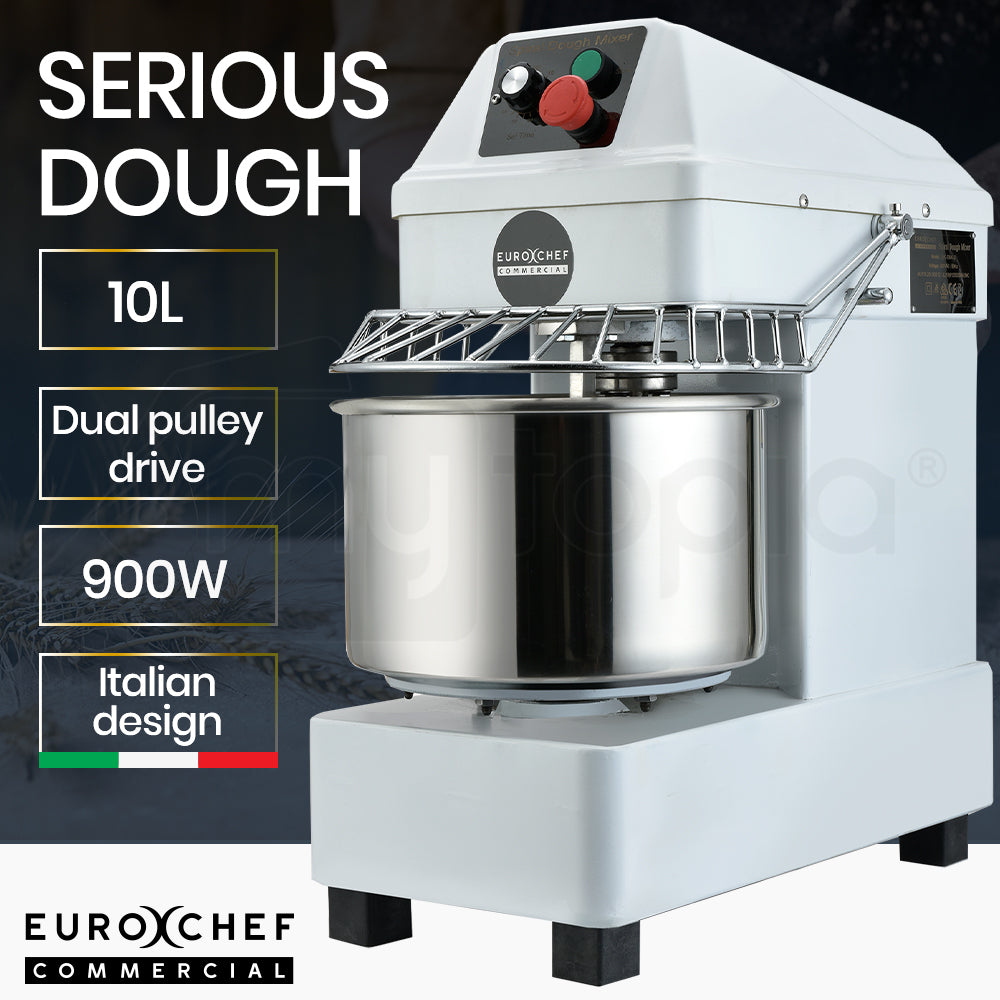 EUROCHEF 10L Spiral Dough Mixer Commercial Machine Bakery Kneader Small Litre