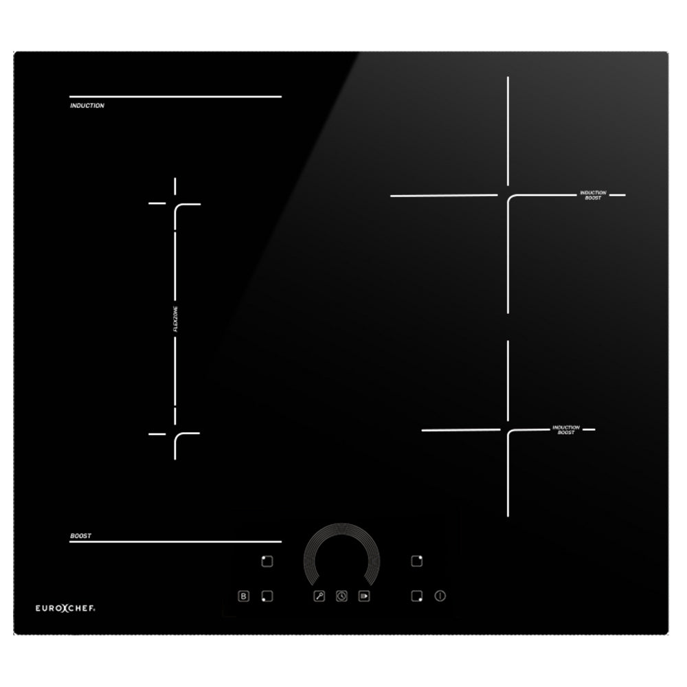 EUROCHEF 60cm 4 Zone Induction Cooktop, 7200W Electric, FlexZone Function, Touch Controls