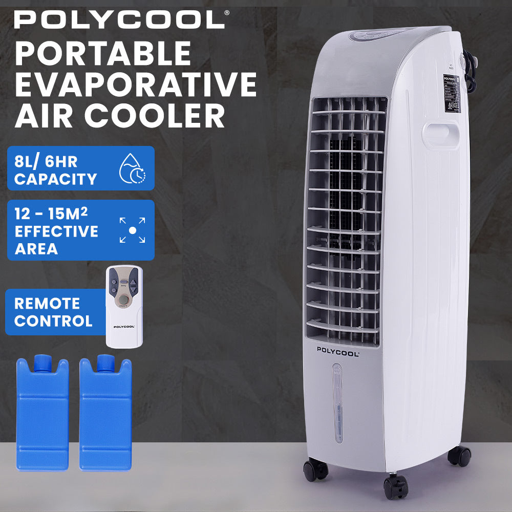 POLYCOOL 6L Portable Evaporative Air Cooler 24 Hour Timer 4 in 1 Cooling Fan