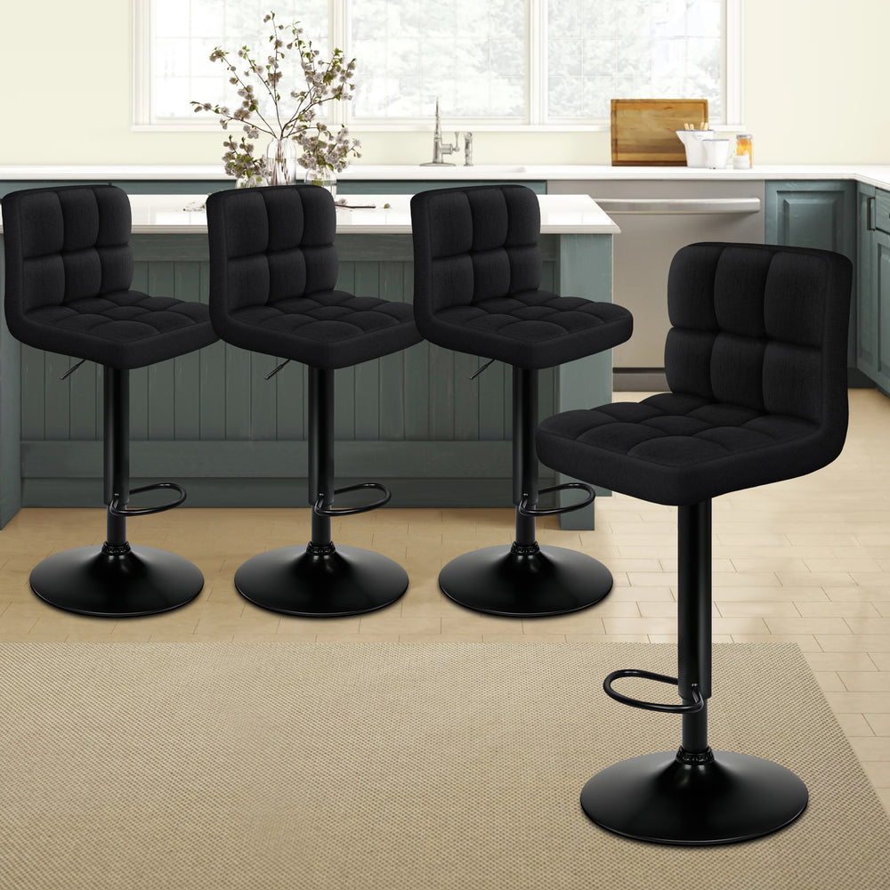 ALFORDSON Set of 4 Ralph Bar Stools (Black Fabric)