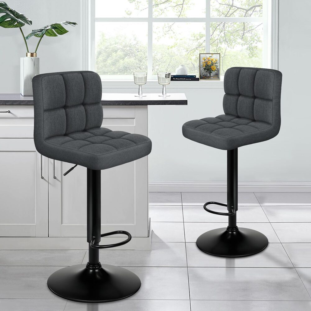 ALFORDSON Set of 2 Ralph Bar Stools (Grey Fabric)