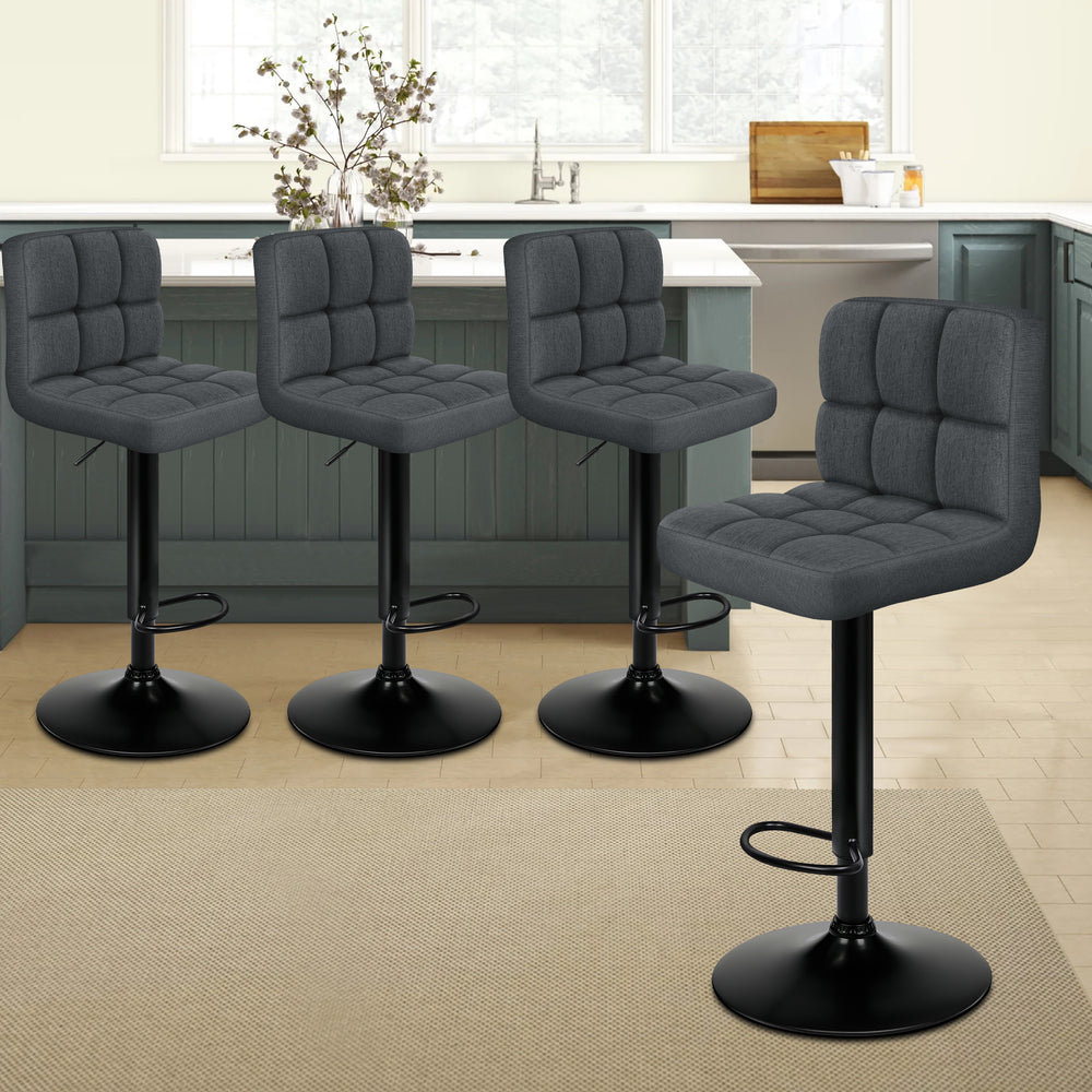 ALFORDSON Set of 4 Ralph Bar Stools (Grey Fabric)