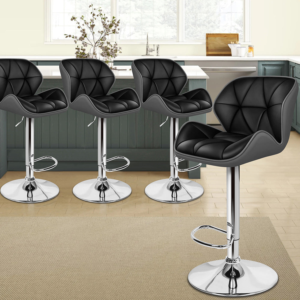 ALFORDSON Set of 4 Willa Bar Stools (Black, Grey)