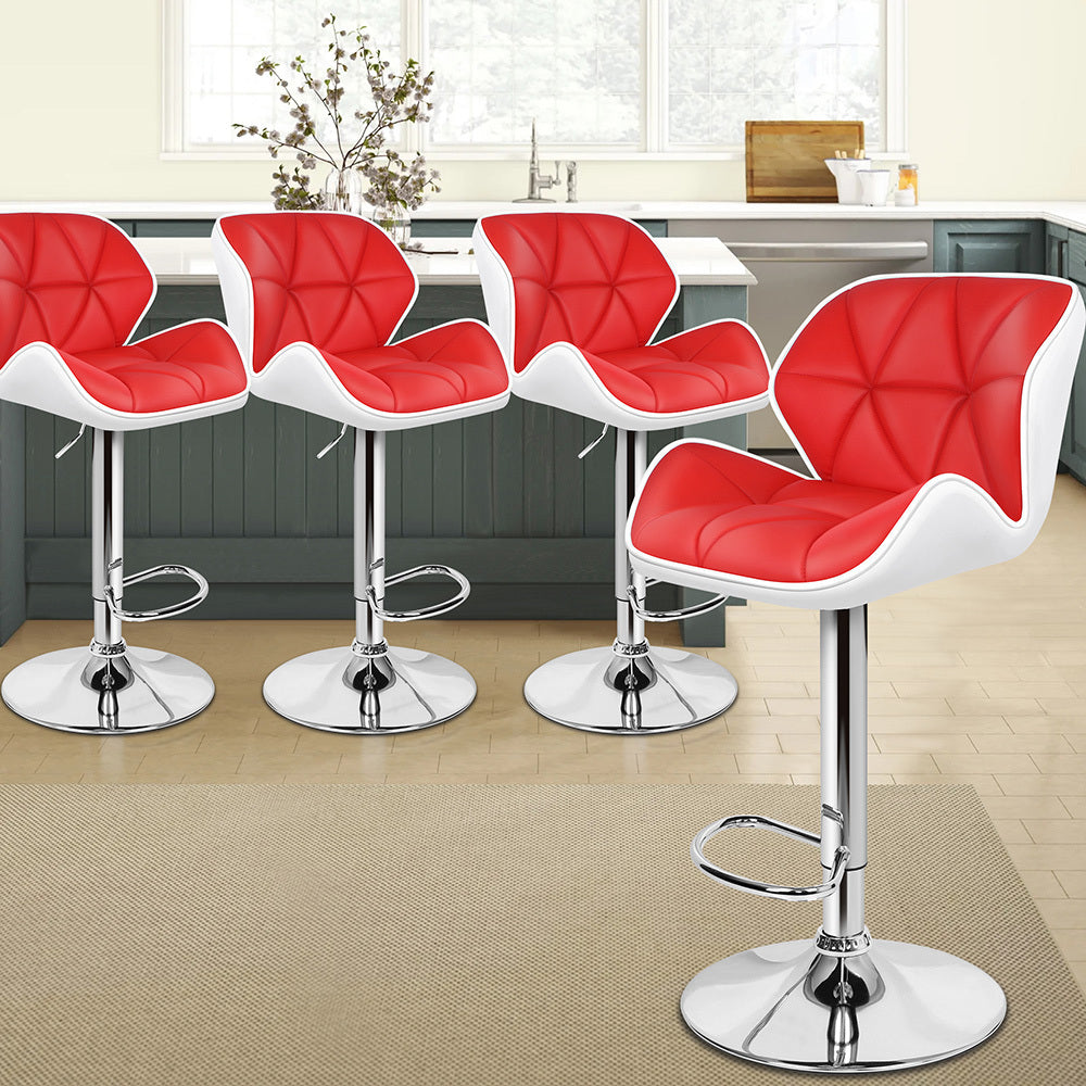 ALFORDSON Set of 4 Willa Bar Stools (Red, White)