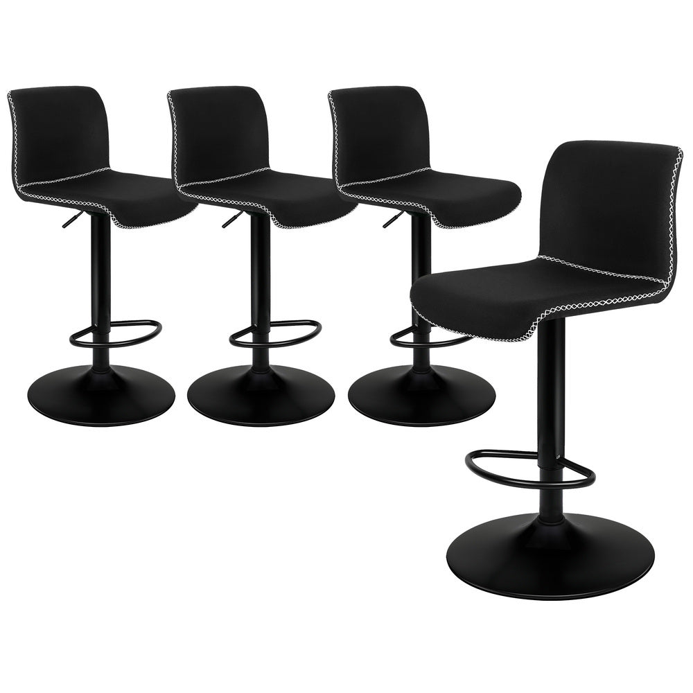 ALFORDSON Set of 4 Remy Bar Stools (Black Fabric)