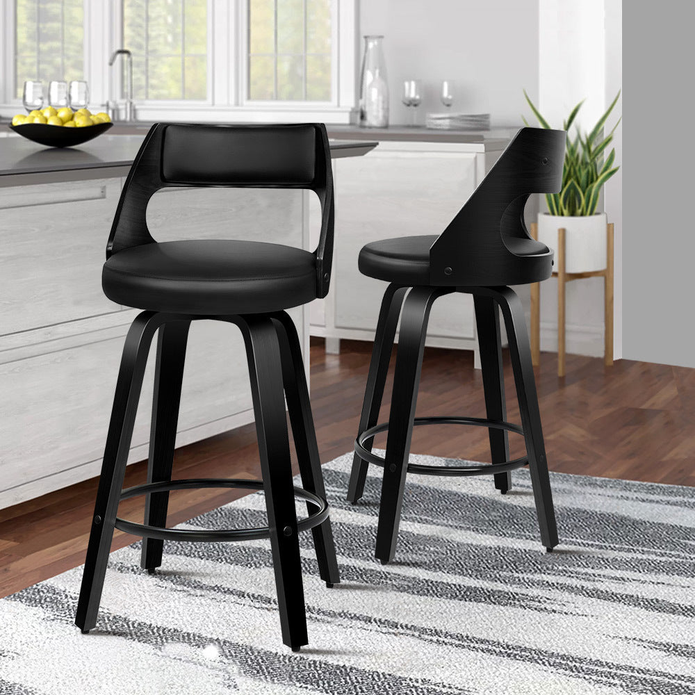 ALFORDSON Set of 2 Eden Bar Stools (All Black)