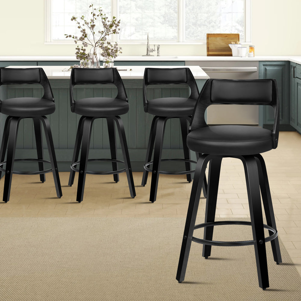 ALFORDSON Set of 4 Eden Bar Stools (All Black)