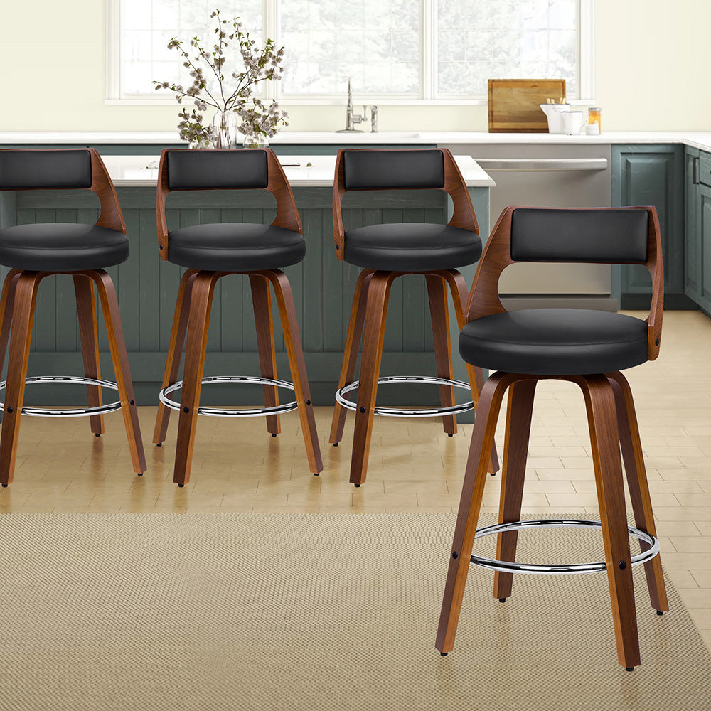 ALFORDSON Set of 4 Eden Bar Stools (Black)