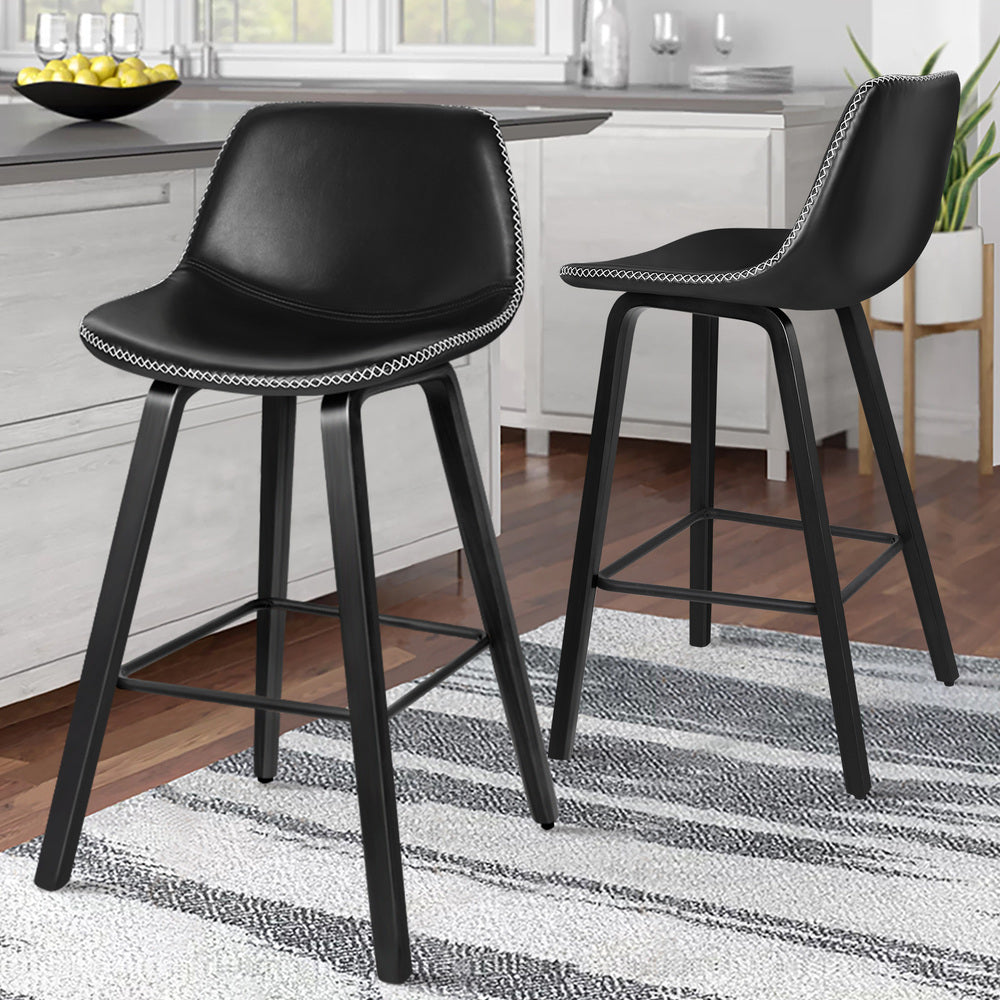 ALFORDSON Set of 2 Noah Bar Stools (All Black)