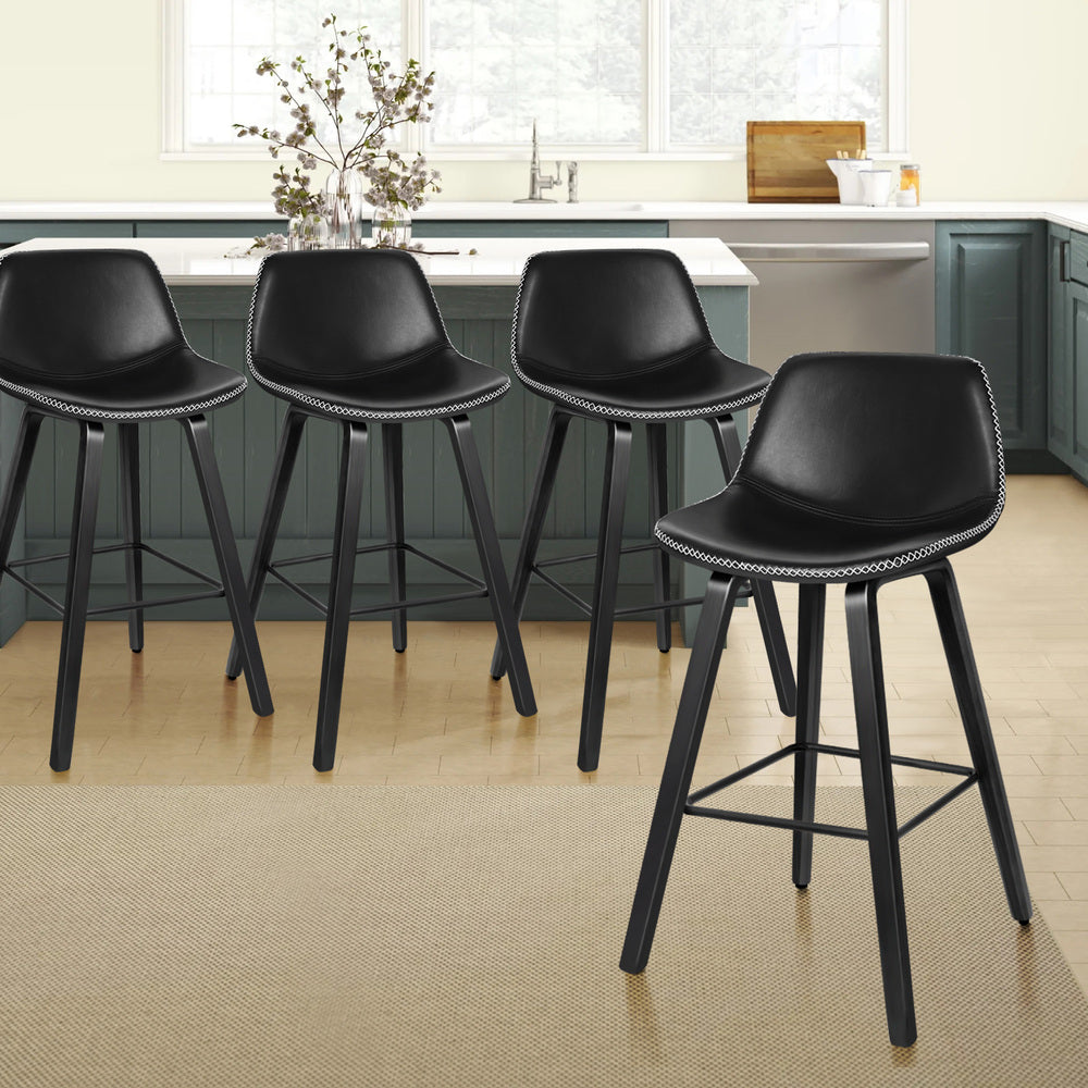 ALFORDSON Set of 4 Noah Bar Stools (All Black)