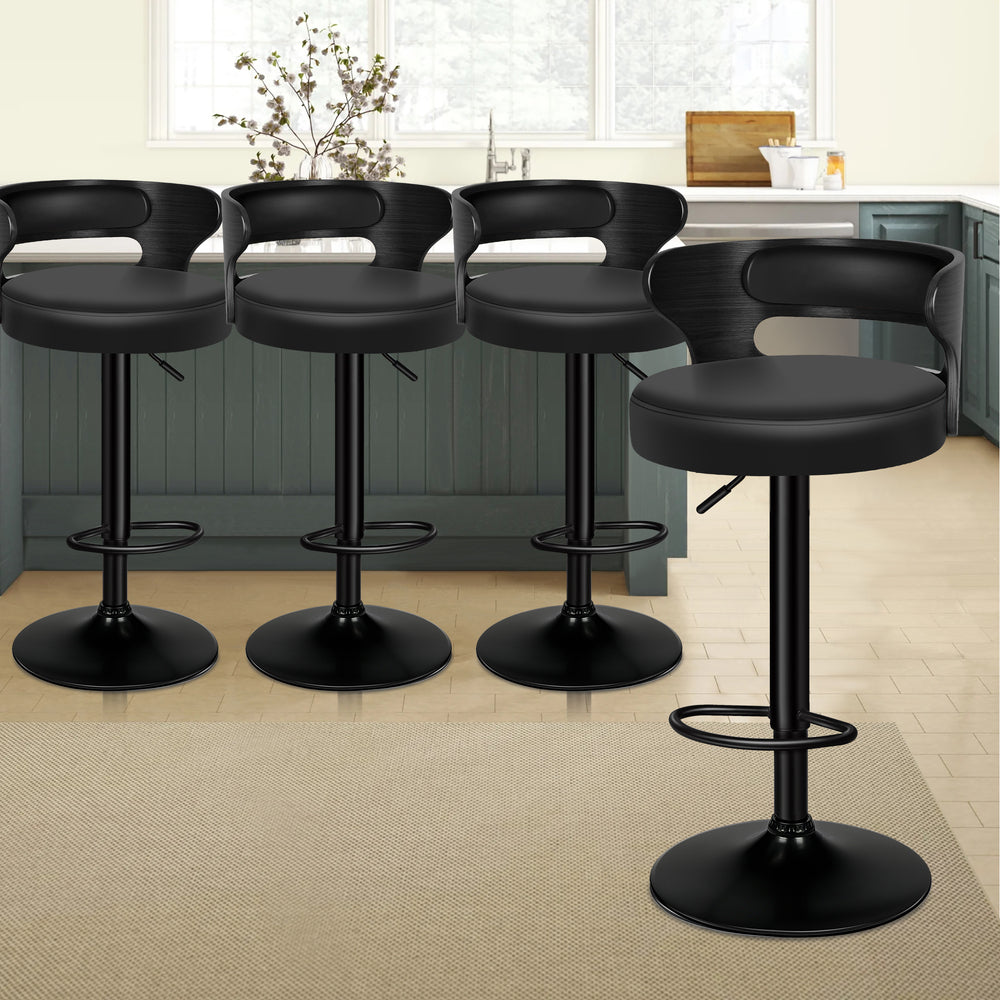 ALFORDSON Set of 4 Ramiro Bar Stools (All Black)