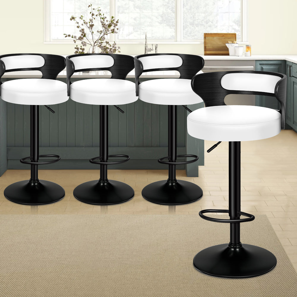 ALFORDSON Set of 4 Ramiro Bar Stools (Black, White)