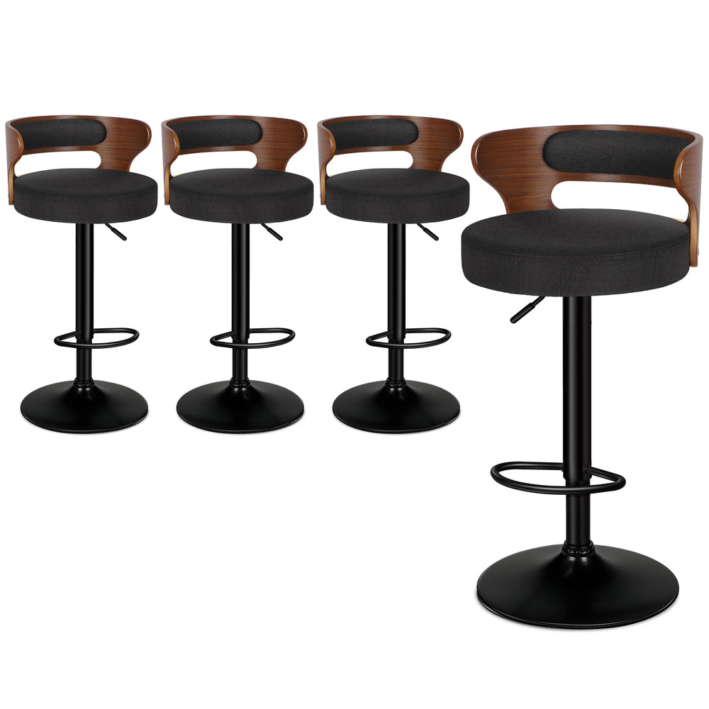 ALFORDSON Set of 4 Ramiro Bar Stools (Black Fabric)