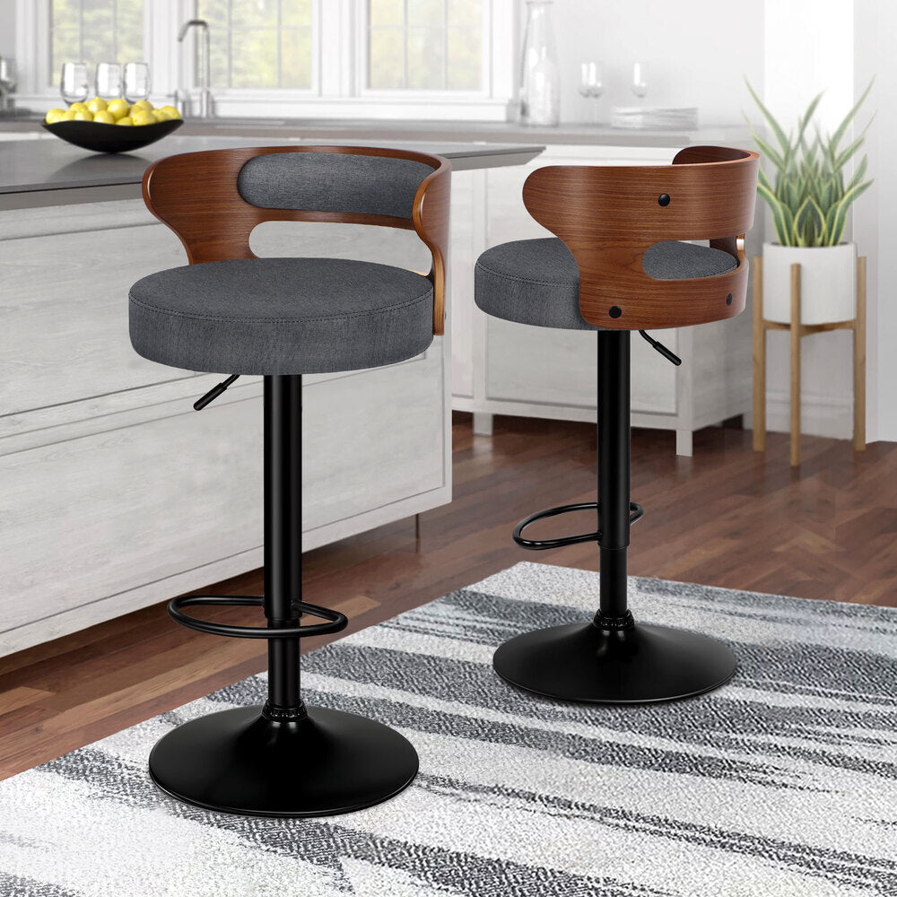 ALFORDSON Set of 2 Ramiro Bar Stools (Grey Fabric)