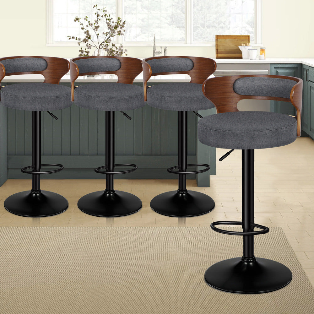 ALFORDSON Set of 4 Ramiro Bar Stools (Grey Fabric)