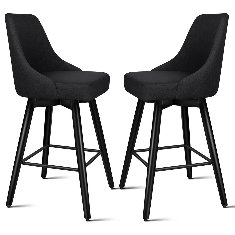 ALFORDSON Set of 2 Ella Bar Stools (All Black)