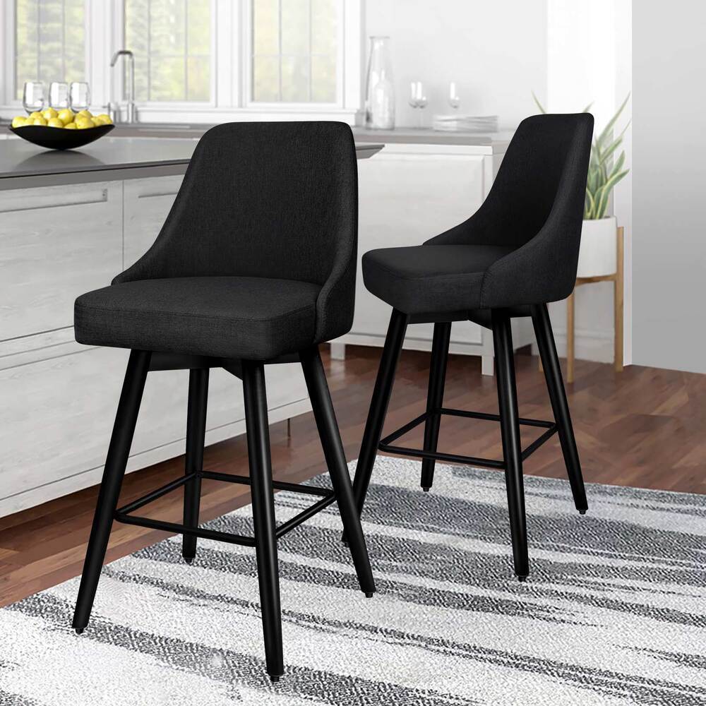 ALFORDSON Set of 2 Ella Bar Stools (All Black)