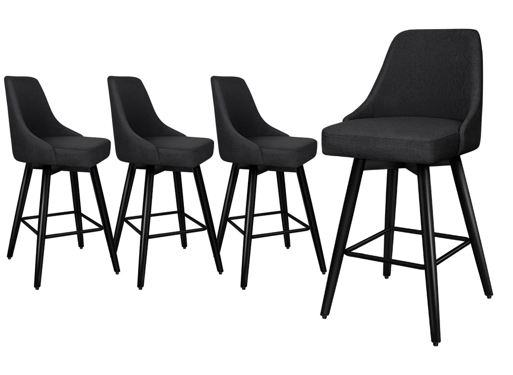 ALFORDSON Set of 4 Ella Bar Stools (All Black)