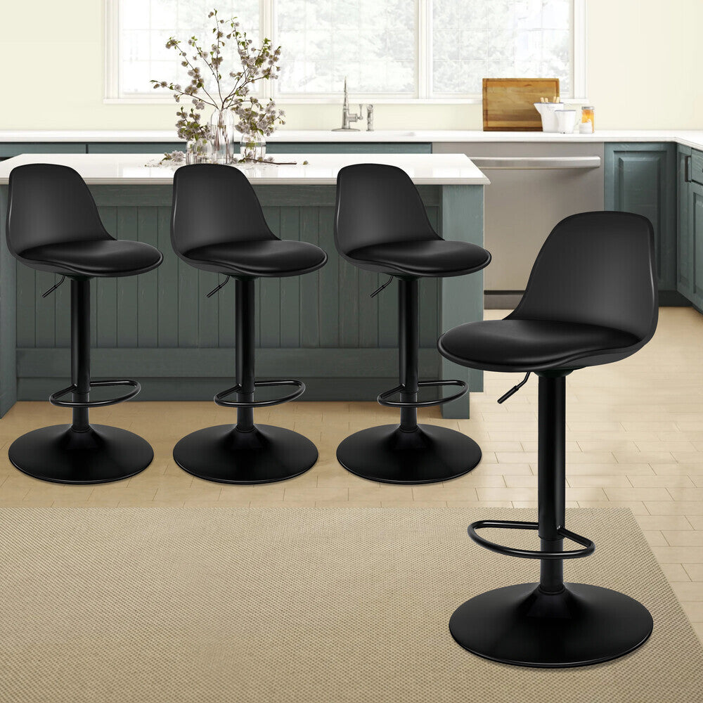 ALFORDSON Set of 4 Philip Bar Stools (Black)