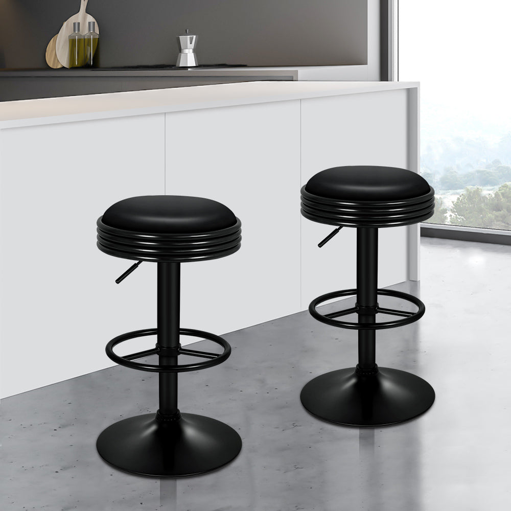 ALFORDSON Set of 2 Sade Bar Stools (All Black)